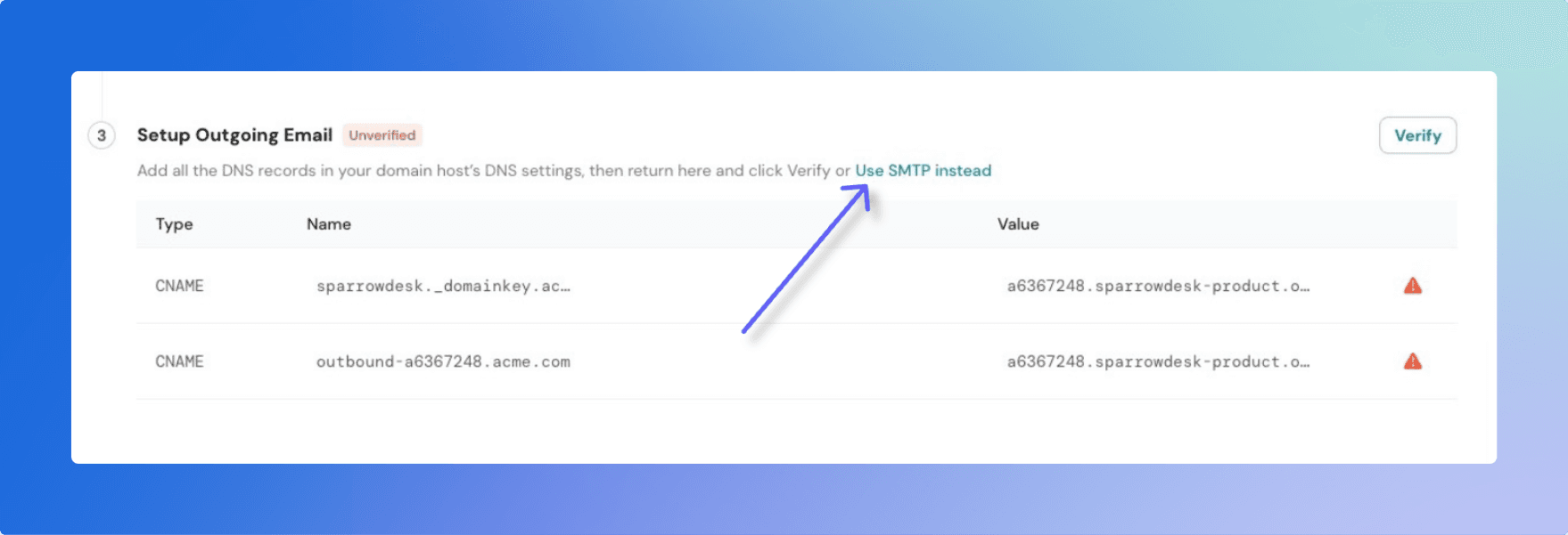 Setup Outgoing Email Unverified screenshot.png